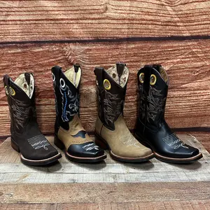 Men's Genuine Cowhide Leather Western Cowboy Rodeo Square Toe Boot Bota Vaquera Est.721