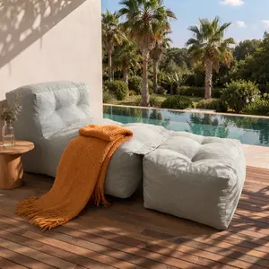 HOOOWOOO 2-in-1 Bean Bag Sofa with Ottoman, Convertible Zip-Connected Modular Lounger Chair, Memory Foam Filled Couch for Living Room, Bedroom, Balcony & Indoor Outdoor Use
