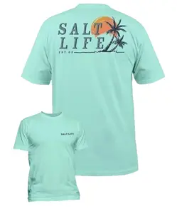 Mens Salt Life Leaning Palms Graphic Short Sleeve T-Shirt, Gildan Unisex, Premium Quality Cotton, Cozy Fit, Perfect for Any