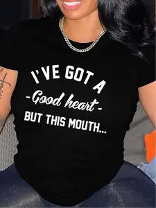 Women's Initial/Letter/Number Print Short Sleeve Blouse - Round Neck Top with A-Z Letters (for example: name, date, message) - Spring Summer Fall Casual Wear, Machine Washable, izable Fashion Apparel for Parties &