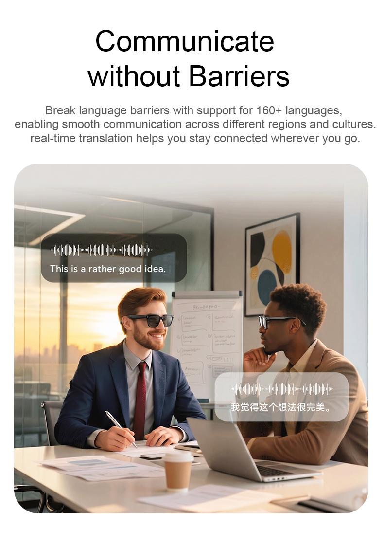 Smart Bluetooth Glasses with HD Camera, 1200p Video Recording Wearable Smart Glasses, Anti-shake Shooting Outdoor Sports Camera Sunglasses, Multifunctional Wireless Audio Glasses with Intelligent Voice Assistant, Built-in Earphone Anti-blue Light Eyeglass