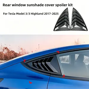 For Tesla Model 3/3 Highland 2017-2025 Rear Window Shutter Cover Spoiler Pair Rear Triangle Window Louver Shutter Trim