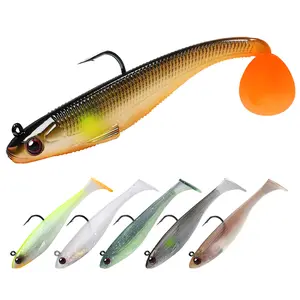 TRUSCEND Shadtale Pre-Rigged Soft Fishing Lures，Trembly Sinking & Vibrating Swim Action，Premium BKK Hooks，Paddle Tail Swimbaits，For Bass Trout Crappie Walleye，Freshwater Saltwater Fishing