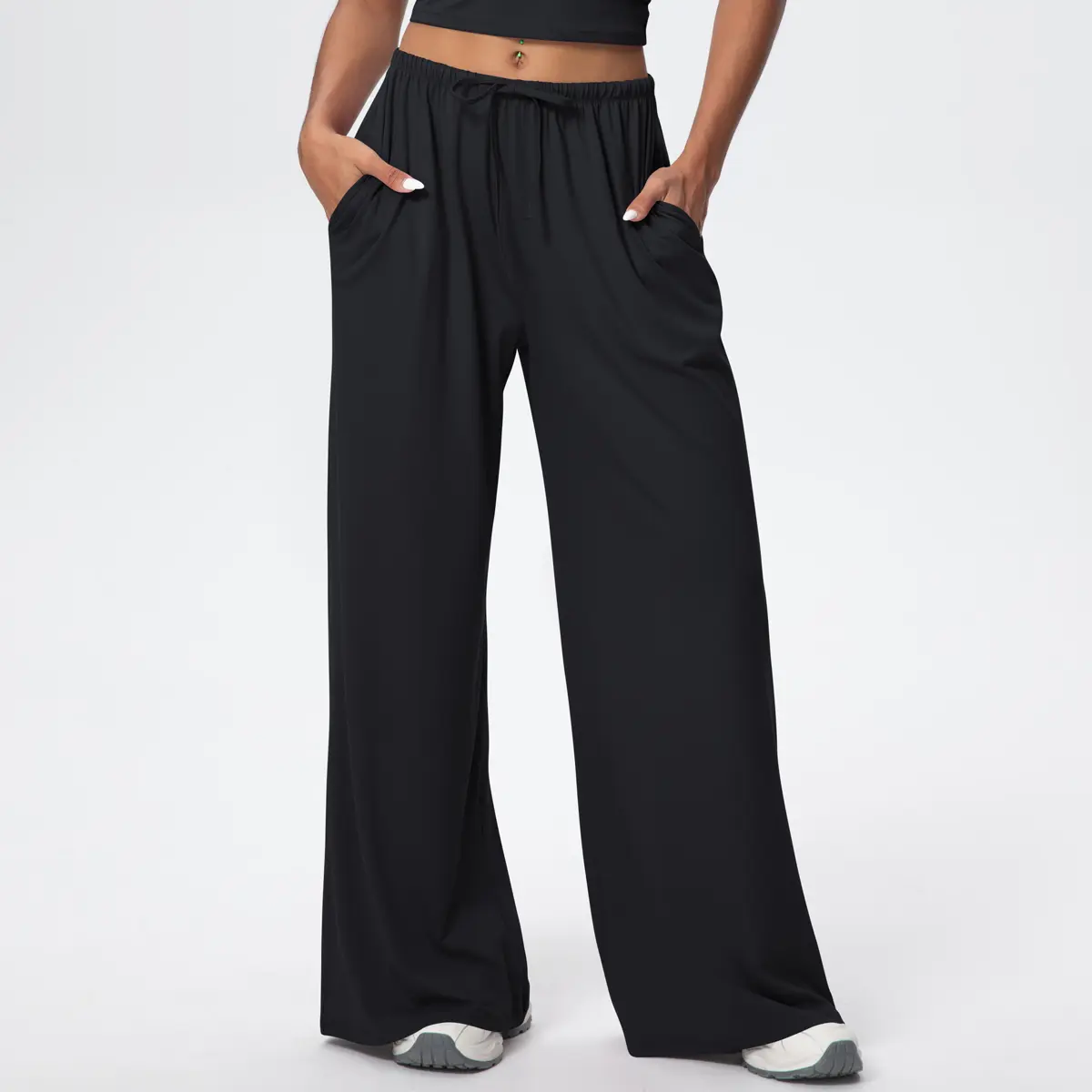 Track Pants Women Sweatpants Soft Jogging Straight Pajama Sweats Wide Leg Sweatpants Women Lounge Pants Joggers Women's Brushed Drawstring Pants Loose Casual Elastic Wide Leg Trousers Sports & Fitness Pants