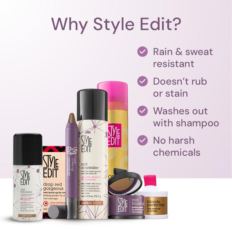 Style Edit Travel Essentials Hair Duo Root Concealer Spray Full Size & Travel Size | Instant Gray Root Concealer for Grays and Roots Coverage | Black