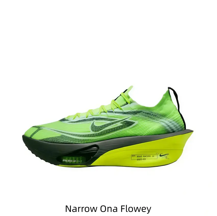 Fluorescent Green Sock Flyknit Carbon Plate Running Shoes Dark Gradient Wave Pattern Logo Dual Tone Dark Lime Cushion Sole Visible Air Window Marathon Racing Running Shoes