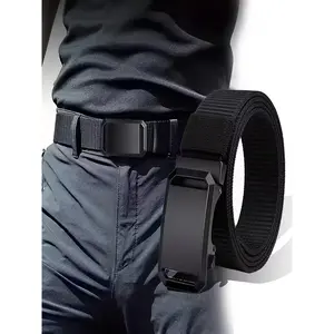 Men's Canvas Tactical Workwear Belt, Adjustable Ratchet Design, Ideal for Outdoor & Military Training, Durable Construction, Adjustable Waist Belt