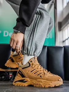 Men's Height Increase Chunky Casual Sneakers | Rugged Chunky Sole | Urban Workwear Design