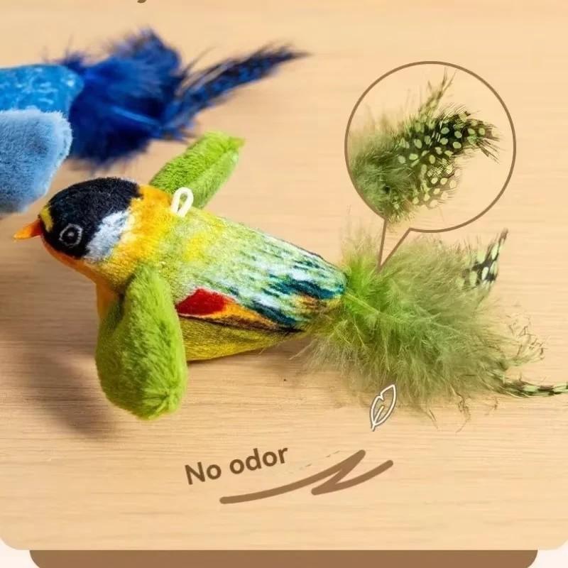 1PCS GREEN Cat simulation cat mint chirping bird sound toy, dog to relax interactive toy, little bird to amuse the cat, pet cat toy（Color: Green）