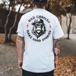 BAD CHOICES MAKE GOOD STORIES Chimpanzee Print Men's T-shirt Short sleeve Menswear Top