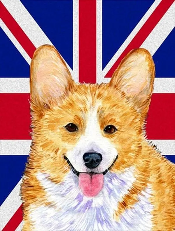 Corgi With English Union Jack British Flag Flag Garden Size