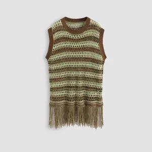 Cider [size 2-10] Hollow Out Tassel Knitted Vest