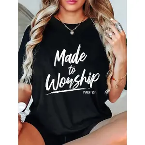 [100% Cotton]    Christian Worship Leader Faith & Praise Psalm Verse Gift T-Shirt Christian Faith Fashion Print Women'S T-Shirt Graphic Tees Cotton  On Golf Gift T-Shirt For Men And Women