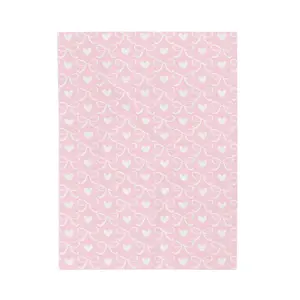 Pink Bows, Hearts Cozy Plush Fleece Blanket, Decor Girly Coquettee Blanket Gift for Valentines Day, Decoration for Bed Sofa Living Room