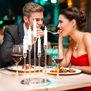 5-Arm Candle Holder, Transparent Acrylic Wedding Decoration, Romantic Valentine's Day Table Decor, Spring Graduation School Seasonal Ornament, Home Decoration, Home Accessories