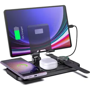 Charger for , 4 in 1  Station for , Foldable  Stand for Galaxy S25 Ultra/S24/S23/Z Fold 7/Flip7/Note 20/Galaxy Watch 8/7/6/5 Pro/Galaxy Buds Pro3/Android/Tablet