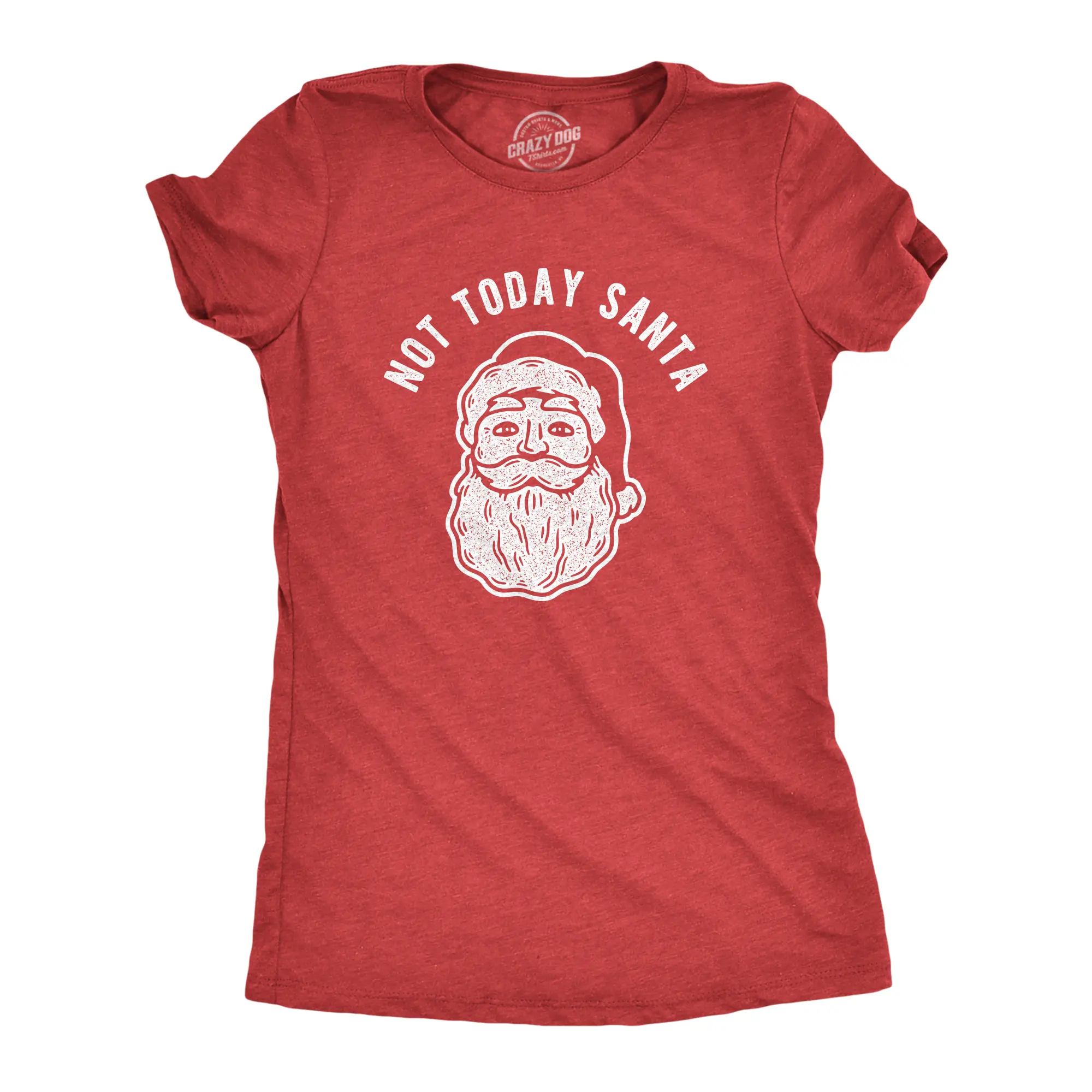 Womens Not Today Santa T Shirt Funny Christmas Party Holiday Graphic Tee Funny Womens T Shirts Cute Vintage Fashion Casual Ladies T-Shirt Gift Christmas Tops for Women Women's Novelty Tees Red