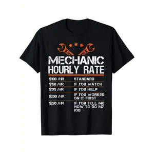 100% Cotton Golf Gift T-Shirt For Men and Women Funny Mechanic Hourly Rate Auto Repair Mechanic Labor Rates T-Shirt