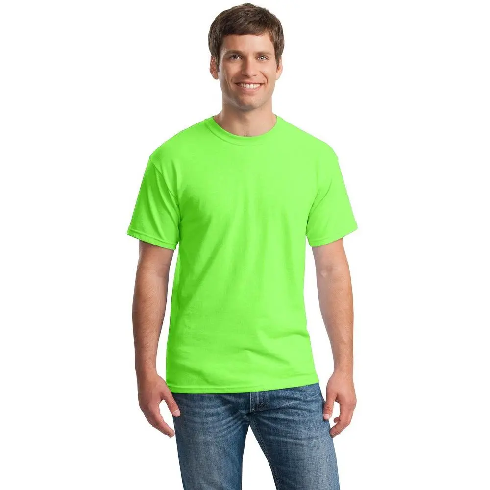 Gildan Men's Heavyweight Preshrunk Cotton 5.3 oz Crew Neck Short-Sleeve Plain Tshirt - Menswear, Neon Green, Seamless, Classic Casual Top (Sizes 2xl, 3xl, 4xl, 5xl), Shortsleeve, Round Neck, T-Shirt
