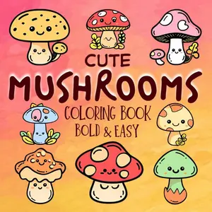Bold & Easy Mushrooms Coloring Book: Large Fungi Patterns for Adults, Seniors, Kids, and Beginners