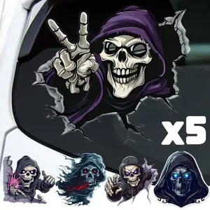 New Hot Halloween Ghost Face Car Stickers Car Motorcycle Scratch Blocking Creative Car Body Sticker Horror Skull Waterproof Stickers For Car Decor