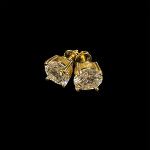 Unisex 14k Gold Plated .925 Silver Moissanite Earrings 4.0 CTW Waterproof Passes Diamond Tester