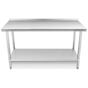 Heavy Duty Stainless Steel Work Table – 48x24 Inch, Adjustable Undershelf, Backsplash, NSF Certified, 4 Wheels, Commercial Prep Table for Restaurant, Kitchen, Garage, Workshop