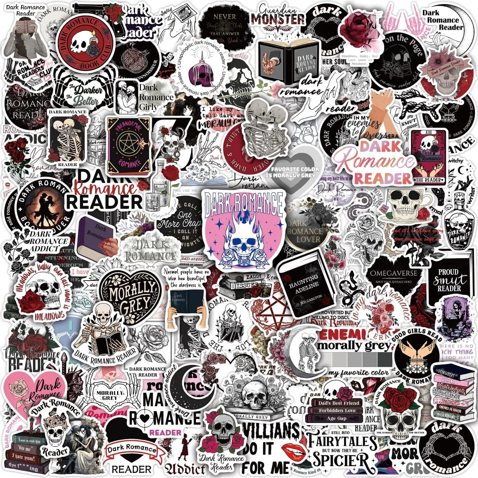 Dark Romance Sticker Pack (152pcs) – Morally Grey Bookish Aesthetic Decals