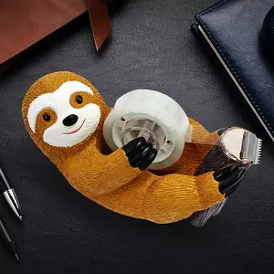 1 piece of sloth office adhesive holder resin craft, cute design sloth adhesive cutter, desktop adhesive dispenser, desktop adhesive dispenser, cute desk accessory, stationery organizer, stationery desk decoration.