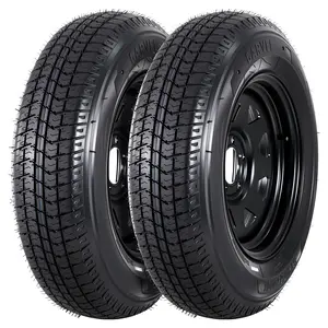 2PCS Trailer Tire On Rim ST205/75D15 205/75 15 inch Load Range C 5 Bolt Black Spoke Wheel For Utility, Boat, Camper, Cargo Trailers