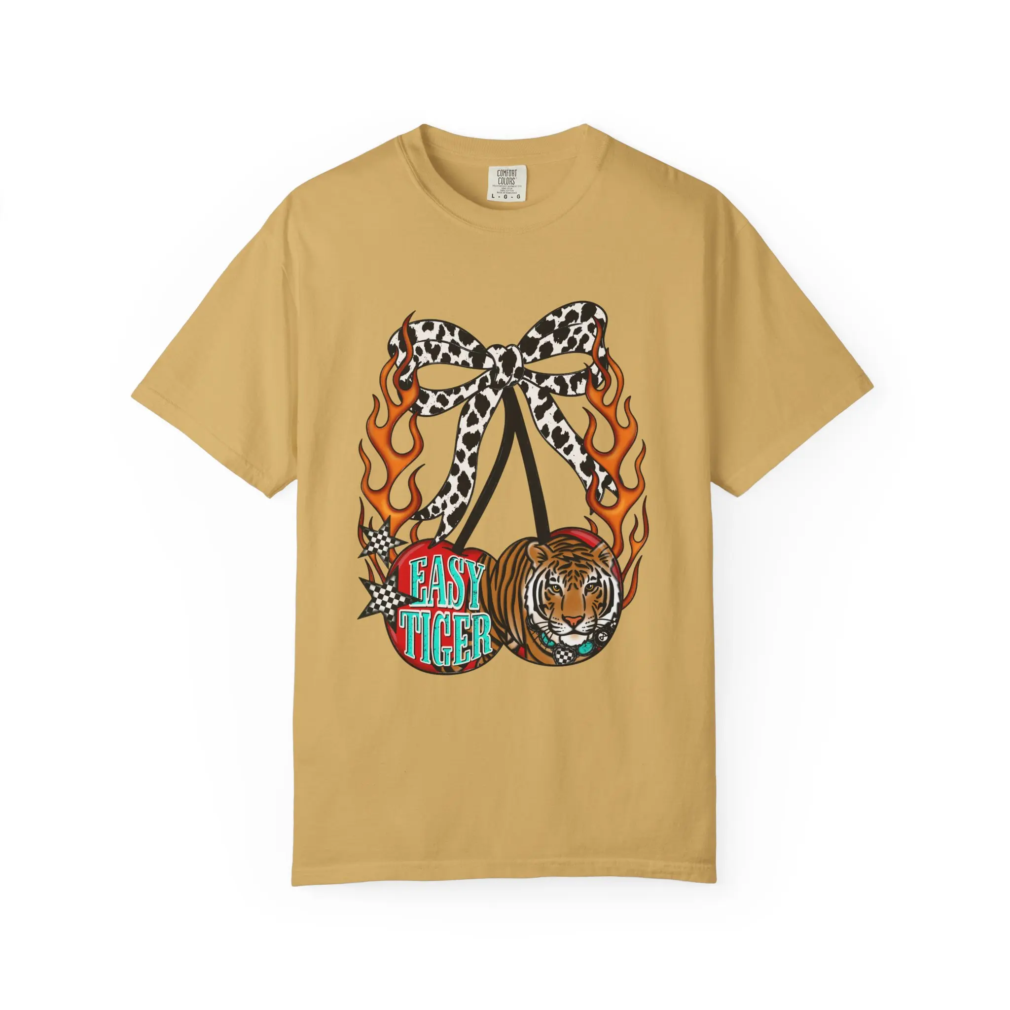 Easy Tiger Graphic T-Shirt | Retro Flaming Bow, Leopard Print, Tiger Head Western Shirts