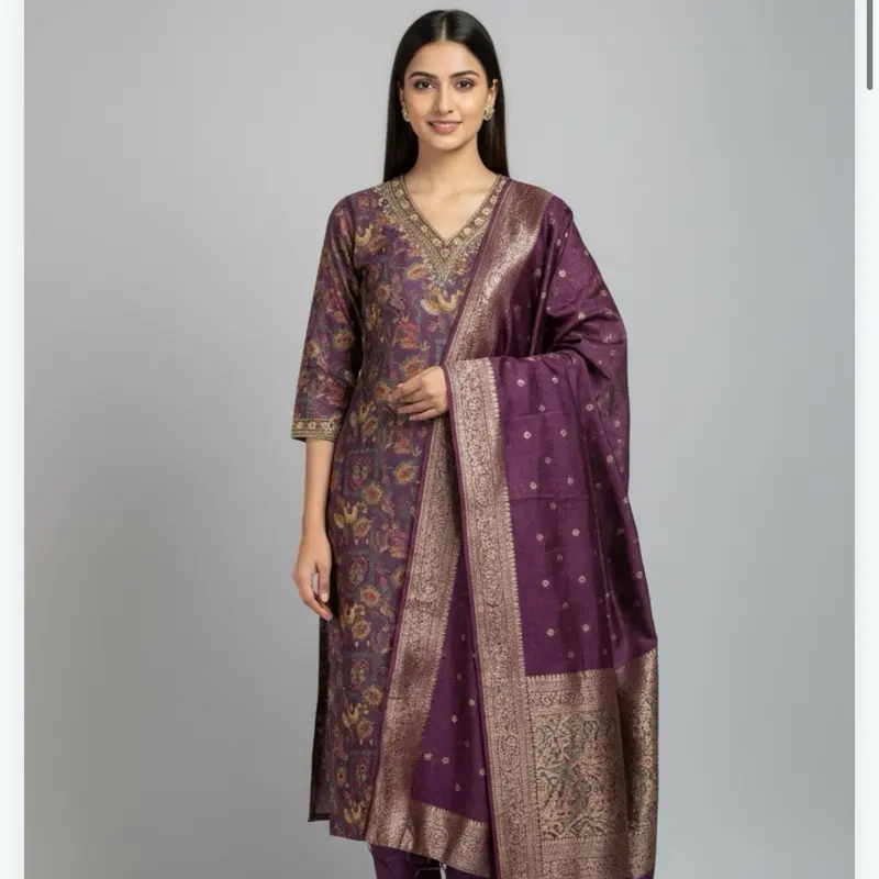 Silk Kurta Set with Soft Banarsi Dupatta Perfect for Spring and Summer in Teal Green