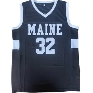 Retro Youth Men Flagg #32 High School Basketball Jersey Maine Black Sewn Custom new