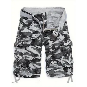 Men's Camouflage Print Cargo Shorts - Loose Fit Casual 3/4 Length with Multiple Pockets, Adjustable Drawstring Waist & Breathable Fabric for Summer Outdoor Activities, Breathable Summer Shorts | Camouflage Pattern Shorts | Nonstretch Fabric
