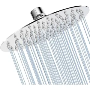 Round 6 Inch Stainless Steel Shower Head High Pressure Rainall Shower Head Chrome Ultra Thin Design-Best Pressure Boosting with Silicone Nozzle Easy to Install