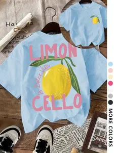 Women's Lemon Print T-Shirt Casual Summer Top, Oversized Fruit Graphic Tee for All Seasons, Retro Lemon Pattern Gift Idea