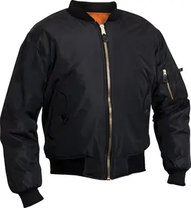 Black - Air Force MA-1 Flight Jacket, Enhanced Nylon Bomber US Military Style Reversible Coat