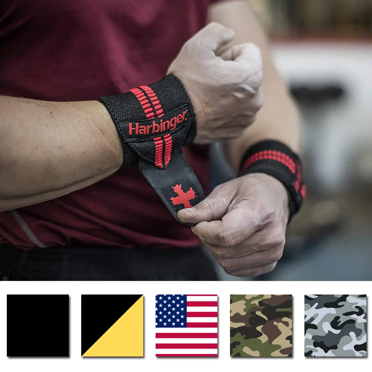 Harbinger 18" Red Line Weight Lifting Wrist Wraps, Wrist Strap, Sports Training Straps