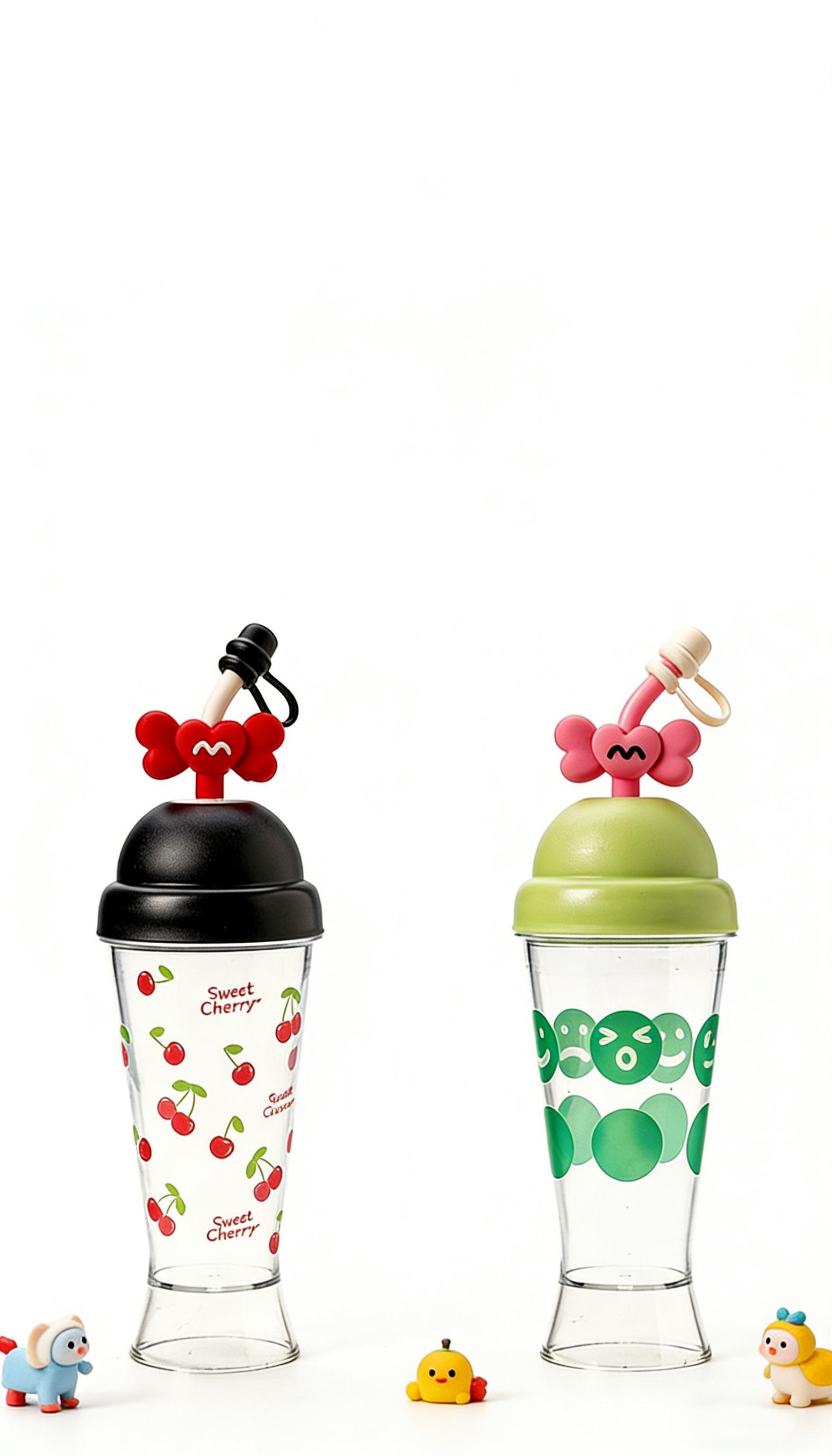 750ml Large Capacity Cute Straw Cup with Lid, Leakproof Silicone Straw Tumbler, BPA-Free Portable Water Bottle for Summer Iced Coffee, Smoothie, Bubble Tea, Travel & Daily Use