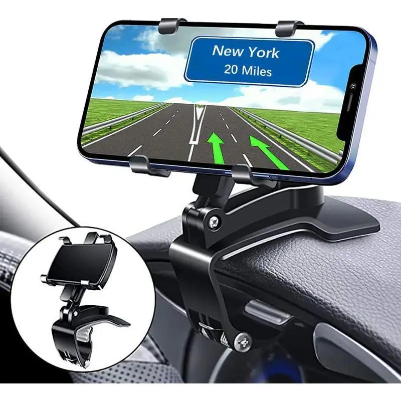 360 Degree Rotating Car Phone Mount - One-Handed Operation, Clip Design, Compatible with 4-7 inch Phones - Car Accessories