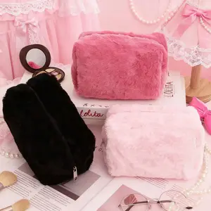 Girls' Multifunctional Travel Storage Bag, Plush Makeup Organizer for Cosmetics Jewelry & Toiletries, Bohemian Gift for Winter Birthdays