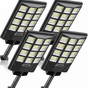 Solar Street Lights with PIR Motion Sensor, 3 Adjustable Dimming Modes, Wire-Free & Waterproof Outdoor Security Lights for Yard, Driveway, Country Road