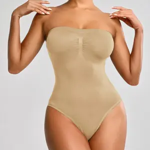 Women Strapless Seamless Triangle One-Piece Shapewear Bodysuit Slim Fit Bustier Underwear Tummy Control Abdomen Shaping Buttock Lifting Body Sculpting Shaper