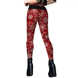 Ladies 3D Print Christmas Leggings Slim Fit Long Pants Stretch Holiday Tights
