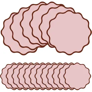100Pcs Pink Scalloped Paper Placemats Disposable Waterproof Table Round Place Mat 13.5 inch Stain Proof Kitchen Dining Decor for Christmas Birthday Wedding Tea Party2026