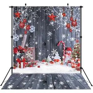 8X10FT Christmas  Wall Photography Banner Backdrop Winter Holiday Snowflake Xmas Tree  Floor Background Party Supplies Decor Photoshoot Studio Booth Props