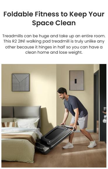WalkingPad R2 Walk&Run 2IN1 Foldable Treadmill Use For Home&Office, Max-speed 7.4 MPH