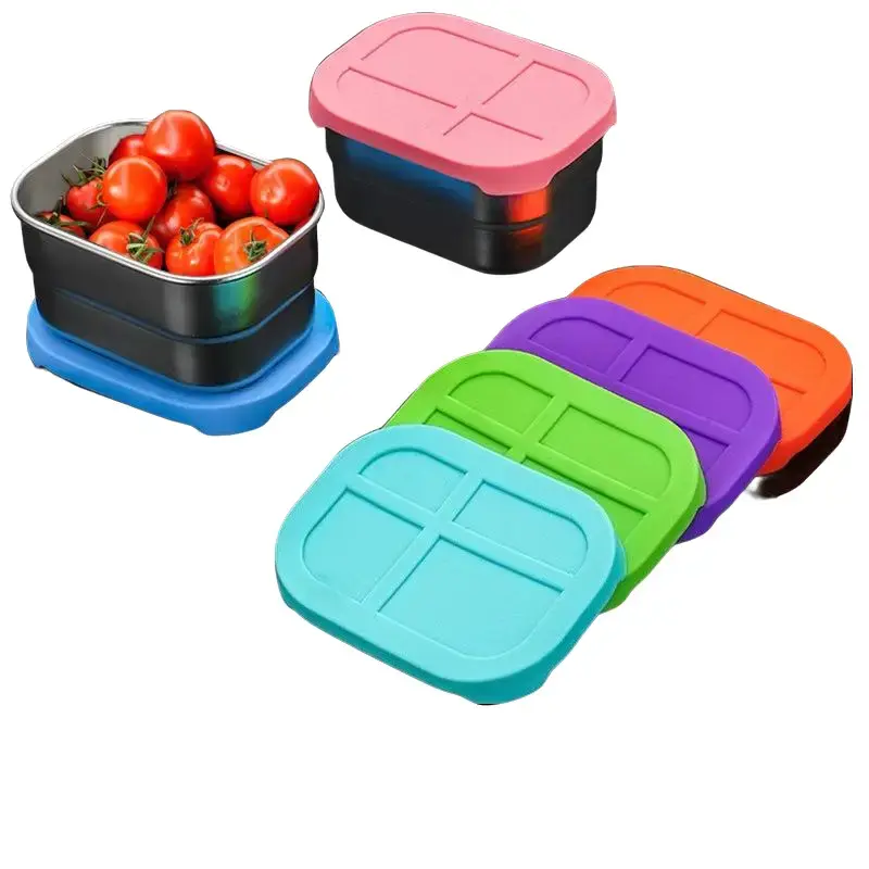 3-Count Leakproof 304 Stainless Steel Oval Food Containers - 8oz Kitchen Household Products Portion Cups for Sauce, Snacks