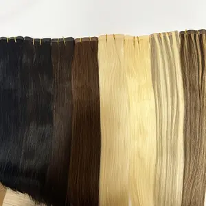 New Fashion Wholesale 12-20 Inch Seamless Tape-In Hair Extensions for Women - Real Human Hair Weave, Pre-Taped & Ready to Use, Thick & Long Natural Look, PU Light Beige Weft, Reus80g-100g Pack, Straight Hair in Black, Dark Brown, Light Blonde & More Sha