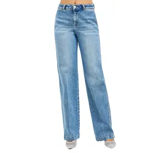 Risen Medium Wash Slouchy Straight Leg Jeans, Style PS21660